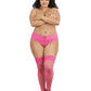 Dreamgirl Plus Size Laced Stay-up Neon Fishnet Thigh High Hot Pink Size OSQ