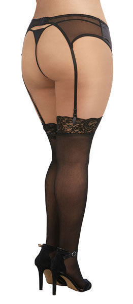 Dreamgirl Plus Size Lace Top Sheer Thigh High Black Size OSQ