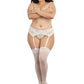 Dreamgirl Plus Size Lace Top Sheer Thigh High White Size OSQ