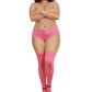 Dreamgirl Plus Size Neon Laced Stay-up Sheer Thigh High Neon Pink Size OSQ