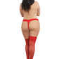 Dreamgirl Plus Size Laced Stay-up Sheer Thigh High Red Size OSQ