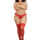 Dreamgirl Plus Size Laced Stay-up Sheer Thigh High Red Size OSQ