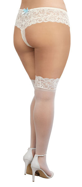 Dreamgirl Plus Size Laced Stay-up Sheer Thigh High White Size OSQ