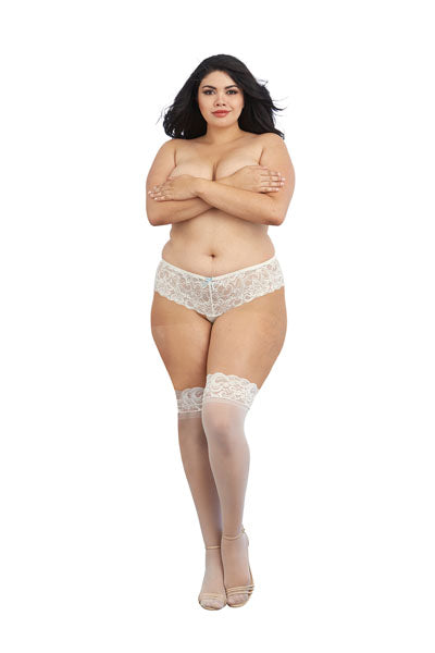 Dreamgirl Plus Size Laced Stay-up Sheer Thigh High White Size OSQ