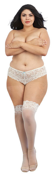 Dreamgirl Plus Size Laced Stay-up Sheer Thigh High White Size OSQ