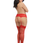 Dreamgirl Plus Size Laced Fishnet Thigh High Red Size OSQ