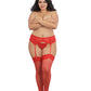 Dreamgirl Plus Size Laced Fishnet Thigh High Red Size OSQ