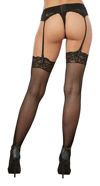 Dreamgirl Laced Fishnet Thigh High Black Size OS