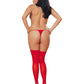 Dreamgirl Plus Size Sheer Thigh High Stockings with Back Seam Red Size OSX