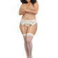 Dreamgirl Plus Size Sheer Thigh High Stockings with Back Seam White Size OSX