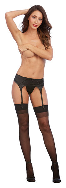 Dreamgirl Sheer Thigh High with Back Seam Black Size OS