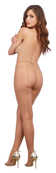 Dreamgirl Fishnet Pantyhose with Back Seam Nude Size OS