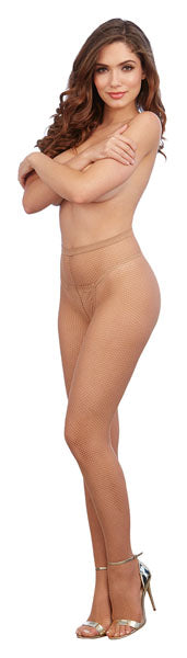 Dreamgirl Fishnet Pantyhose with Back Seam Nude Size OS