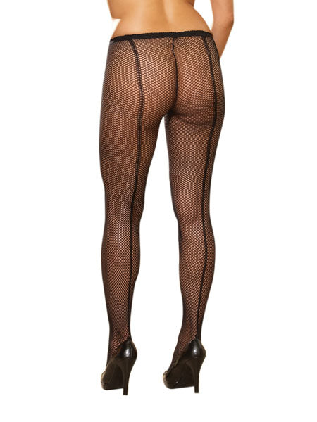 Dreamgirl Plus Size Fishnet Pantyhose with Back Seam Black Size OS