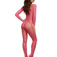 Dreamgirl Fishnet Open Crotch Bodystocking Neon Pink Size OS