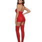 Dreamgirl Sheer Garter Bodystocking with Thigh High Red Size OS