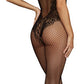 Dreamgirl Lingerie Fishnet Bodystocking with Knitted "Teddy" Design Size OS