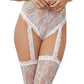 Dreamgirl Lingerie Lace Teddy Bodystocking with Stretch Lace Trim White Size OS