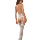 Dreamgirl Lingerie Lace Teddy Bodystocking with Stretch Lace Trim White Size OS