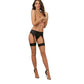 Dreamgirl Cuban heel, sheer thigh high stockings Nude Black Size OS