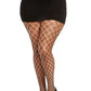 Dreamgirl Plus Size Double Knitted Fence Net Pantyhose Black Size OSX