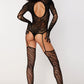 Dreamgirl  Lingerie Teddy Bodystocking with Finger Gloves Black Size OS