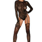 Dreamgirl  Lingerie Teddy Bodystocking with Finger Gloves Black Size OS