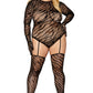 Dreamgirl  Lingerie Teddy Bodystocking with Finger Gloves Black Size Queen