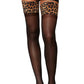 Dreamgirl Lingerie Leopard Top Thigh High Stockings Size OS