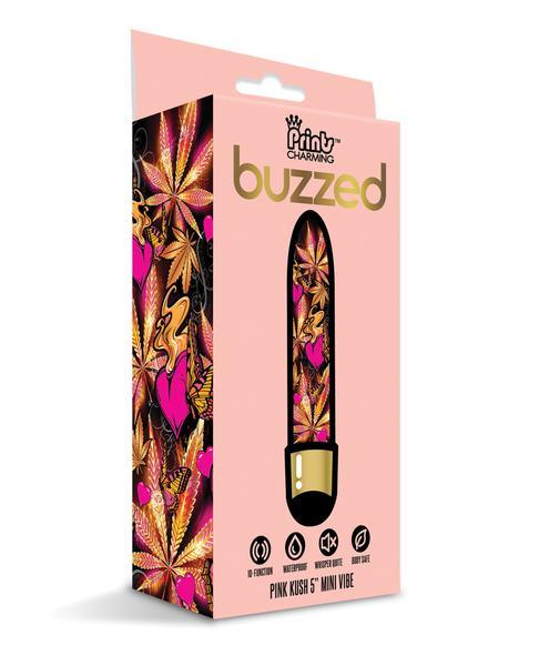 Global Novelties | Prints Charming Buzzed 5" Mini Vibe Vibrator Pink Kush w/Storage Bag