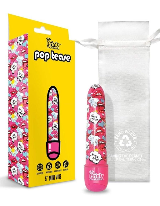 Global Novelties | Prints Charming Pop Tease 5" Mini Vibrator Pink w/storage bag