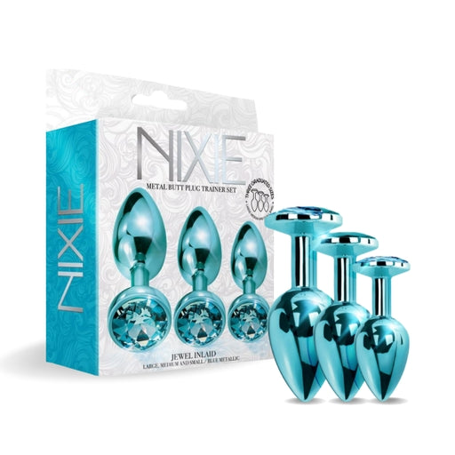 Global Novelties | NIXIE Metal Butt Plug Trainer Set Metallic Blue