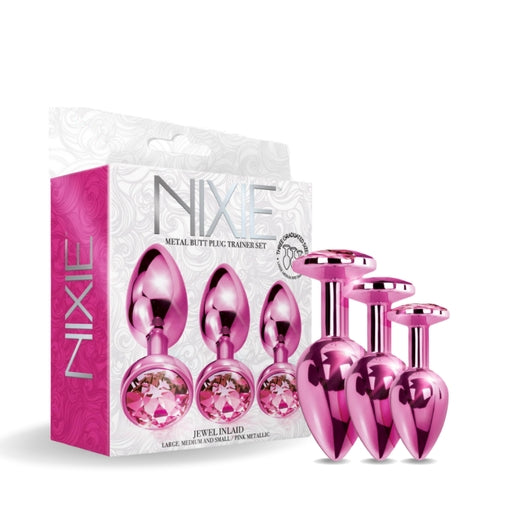 Global Novelties | NIXIE Metal Butt Plug Trainer Set Metallic Pink