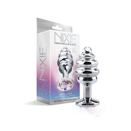 Global Novelties | Nixie Ribbed Metal Butt Plug Honey Dipper Anal Plug Large