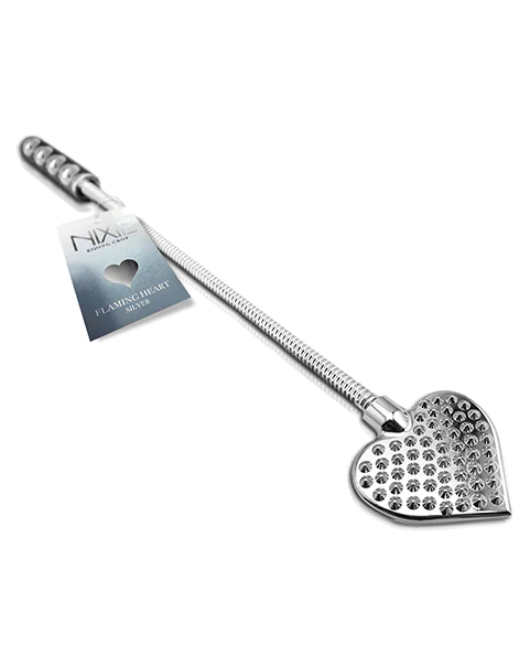 Global Novelties | NIXIE Stainless Steel Riding Crop Flaming Heart