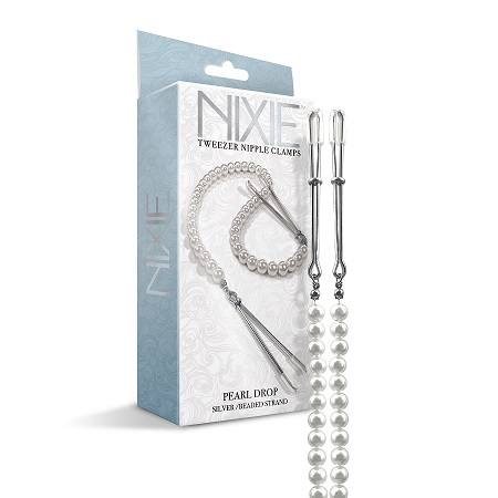 Global Novelties | Nixie Adjustable Tweezer Clips With Pearls White Gold Nipple Clamps