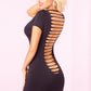 Pink Lipstick Seamless Shred Back Dress Black Size S/M or M/L