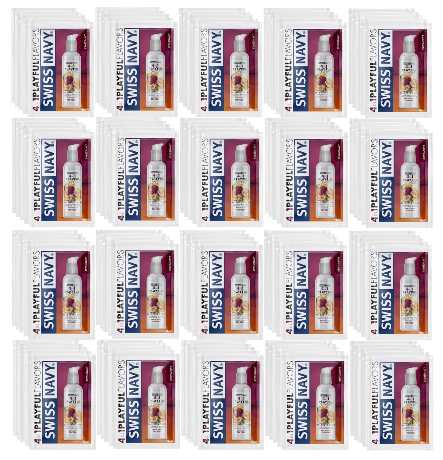 Swiss Navy Wild Passion Fruit Edible Lube Lubricant Sachets 5ml (100 Pack)