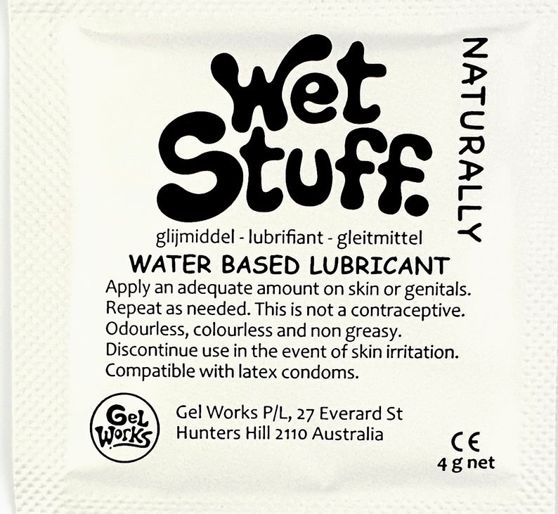 Wet Stuff Naturally Water Based Lubricant Sample Travel Sachets 4g (100 Pack)