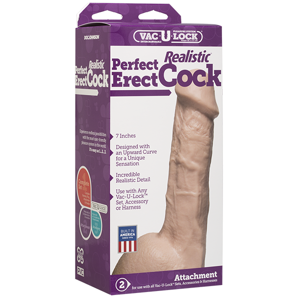 Doc Johnson Vac-U-Lock Attachment - Perfect Realistic Erect Cock 7"