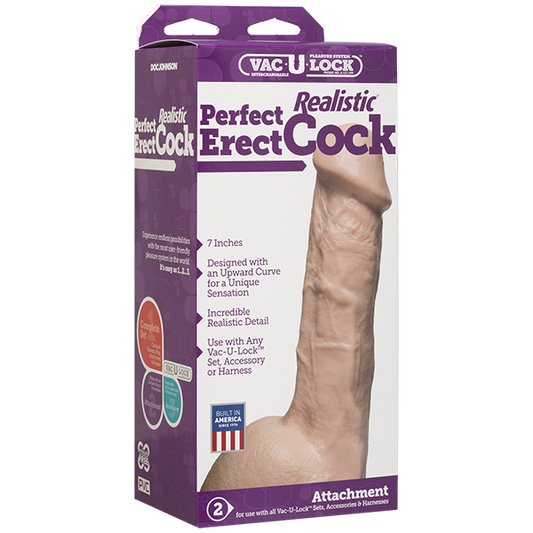 Doc Johnson Vac-U-Lock Attachment - Perfect Realistic Erect Cock 7"