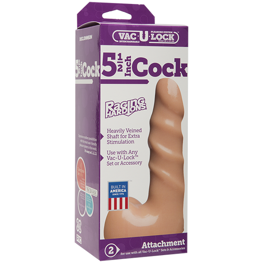 Doc Johnson Vac-U-Lock Attachment - FIRMSKYN Raging Hard-On Cock 5.5" Dildo Dong