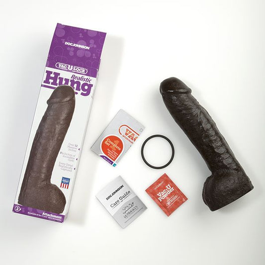 Doc Johnson Vac-U-Lock Attachment - Hung Chocolate 12.5" Cock Dildo Dong