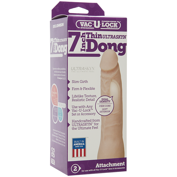 Doc Johnson Vac-U-Lock Attachment - 7" Thin UR3 Dong Dildo Cock White