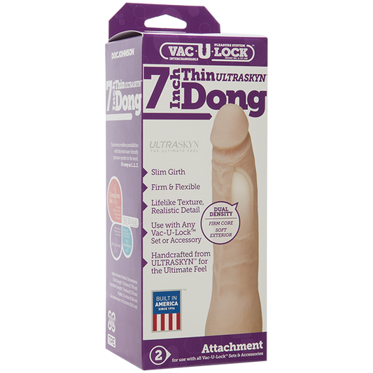 Doc Johnson Vac-U-Lock Attachment - 7" Thin UR3 Dong Dildo Cock White