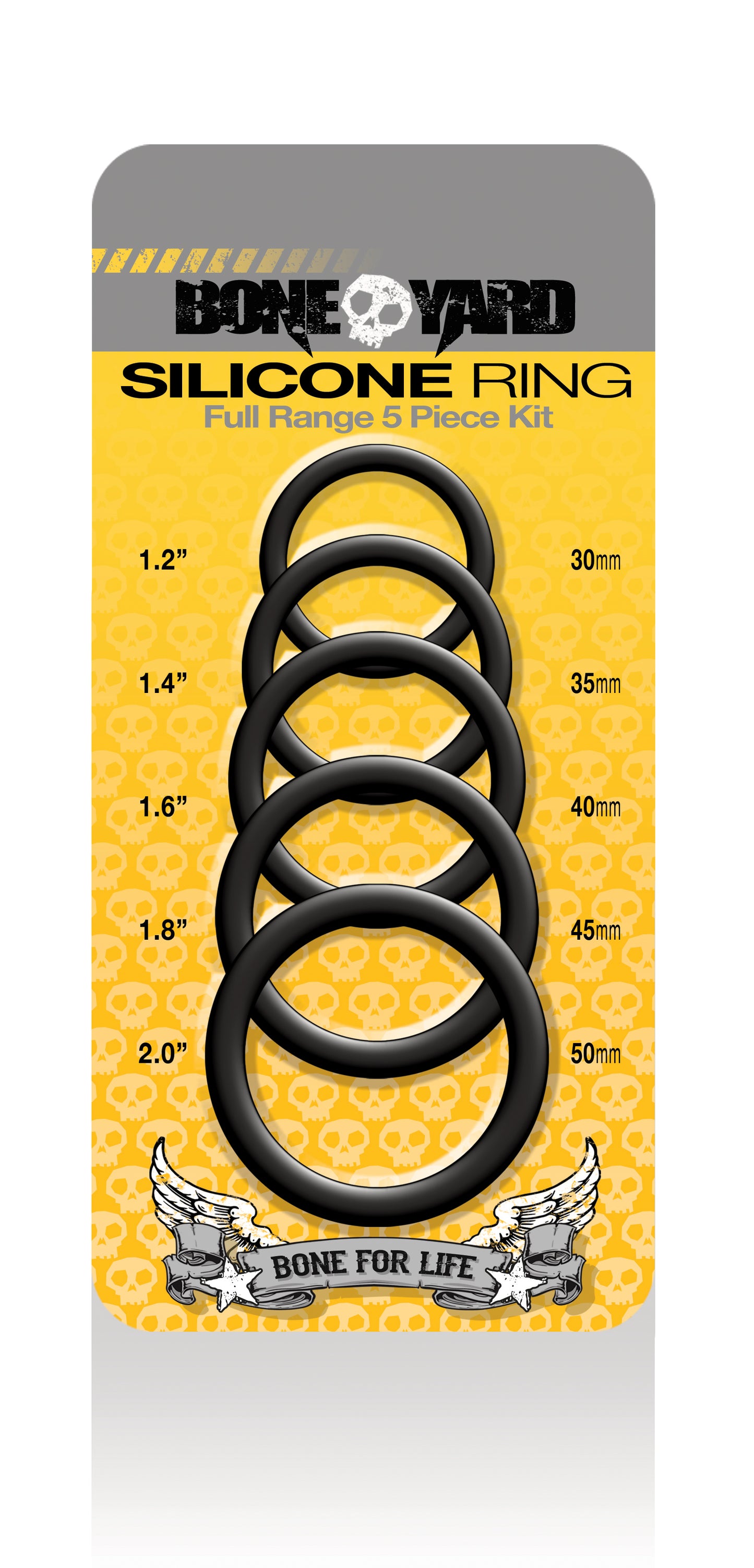 Boneyard Silicone Ring 5 Pc Kit Black