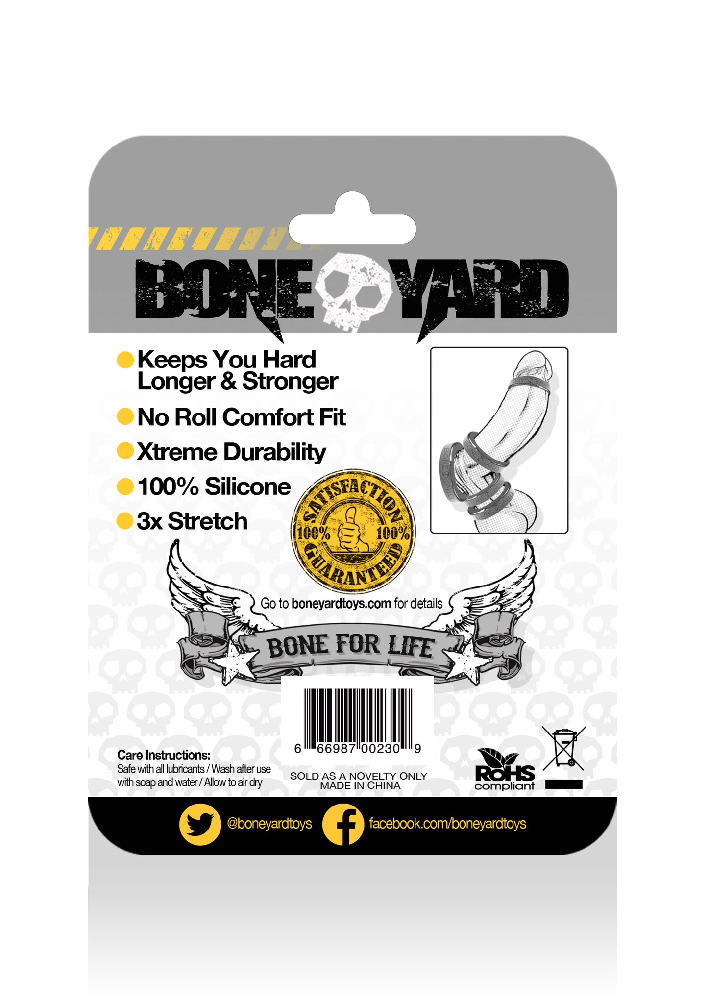 Boneyard Silicone Cock Ring 30mm Grey