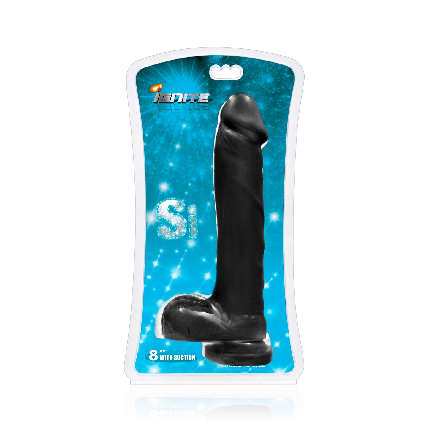 Si Novelties Cock w Balls and Suction Black 8"