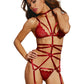 Dreamgirl Two Piece, Strappy Collard Garter & G-String Garnet Size OS