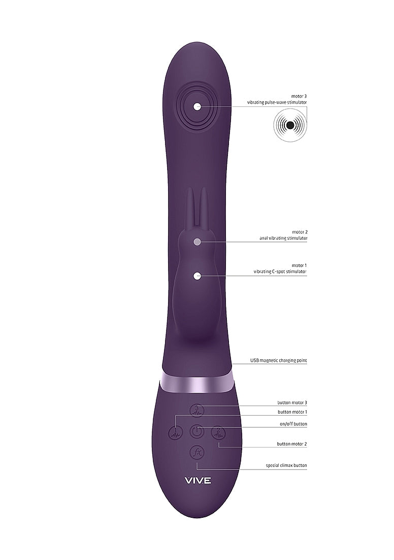 Shots Toys | VIVE Rini Pulse Wave Double Penetration Rabbit Vibrator Purple